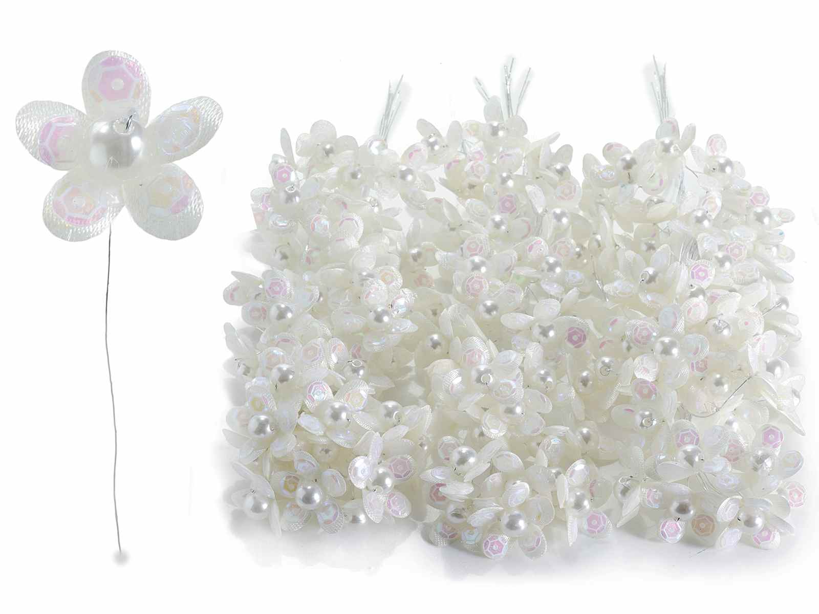 Fiorellino Per Bomboniera Con Perline E Paillettes Bianco 54 30 32 Art From Italy