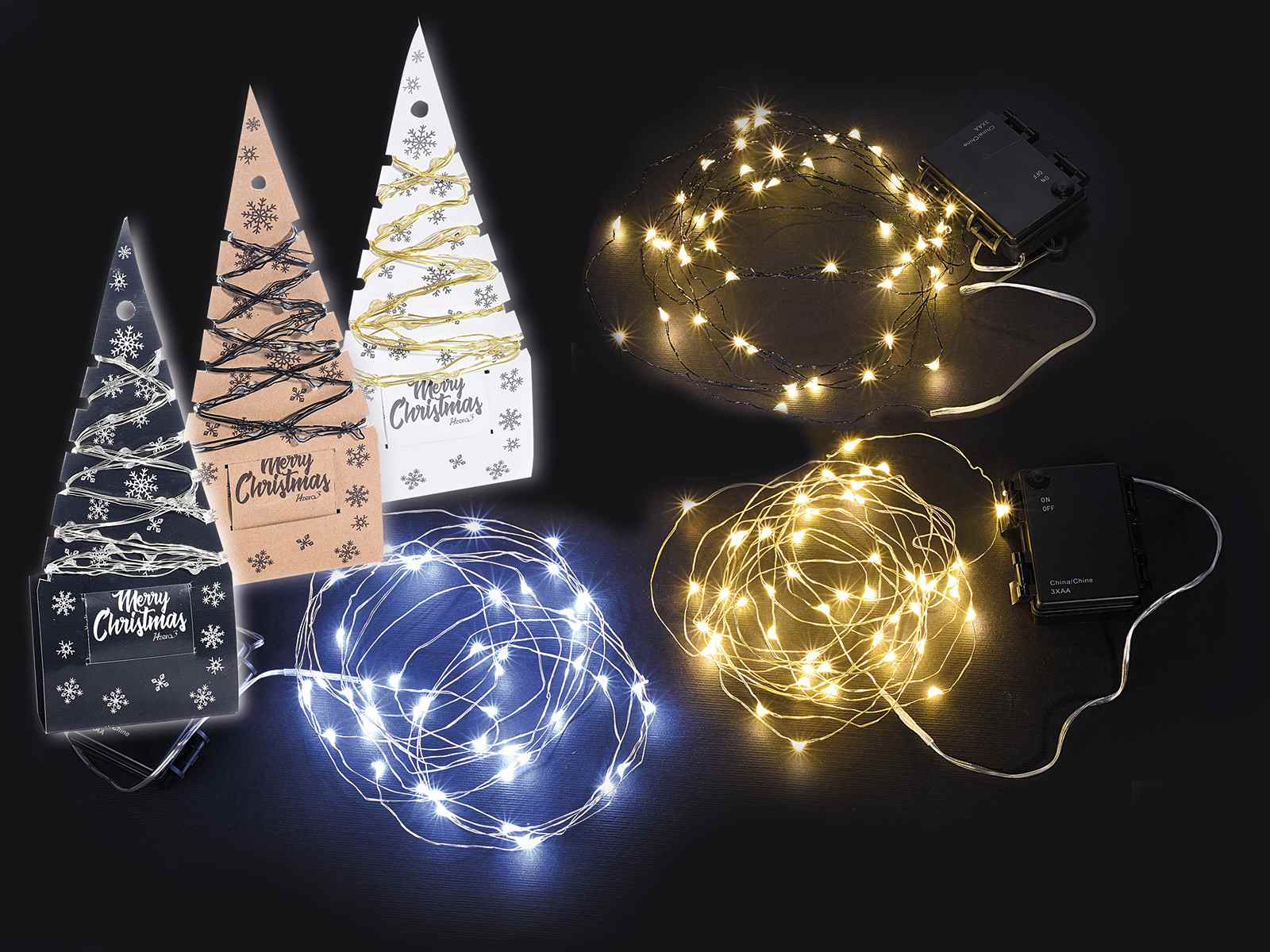 Filo luci batteria 4,80 Mt, 50 miniled in conf. ad albero (53.22.62) - Art  From Italy