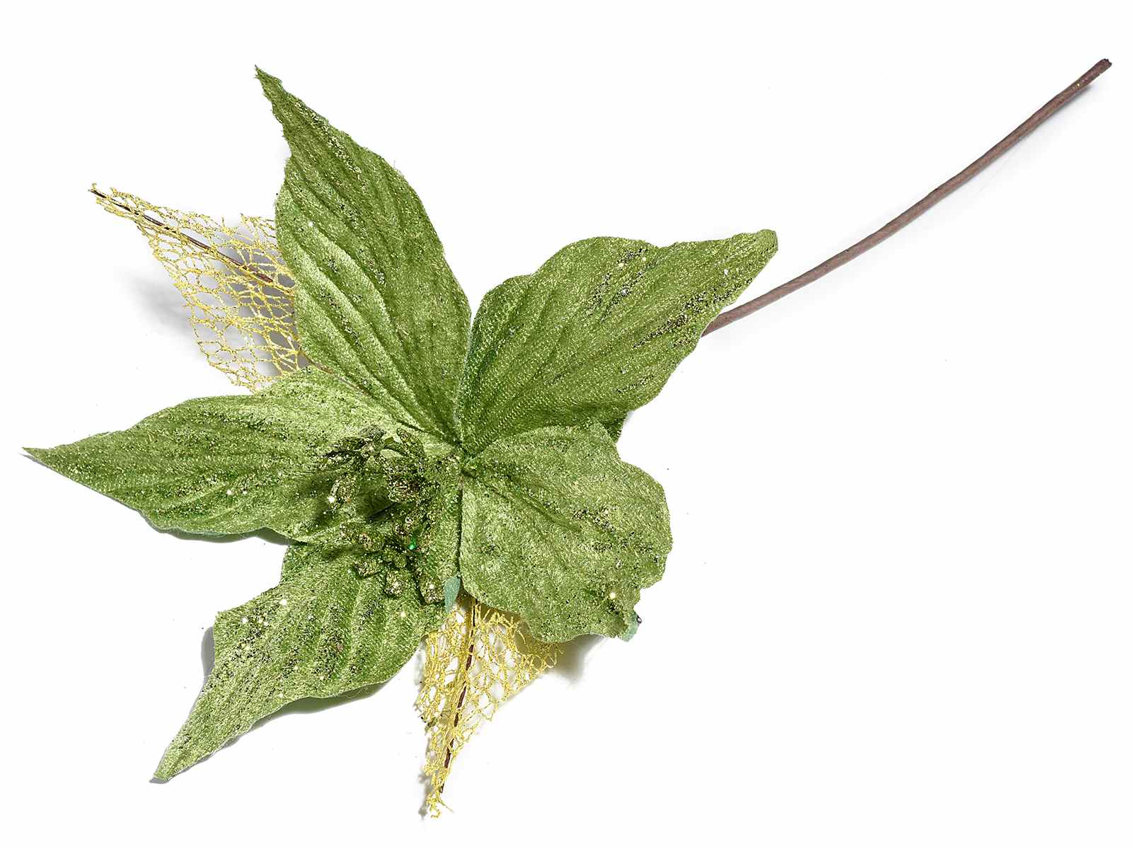 Stella Di Natale Verde.Stella Di Natale Verde In Stoffa Con Glitter E Decori Dorati 56 36 83 Art From Italy