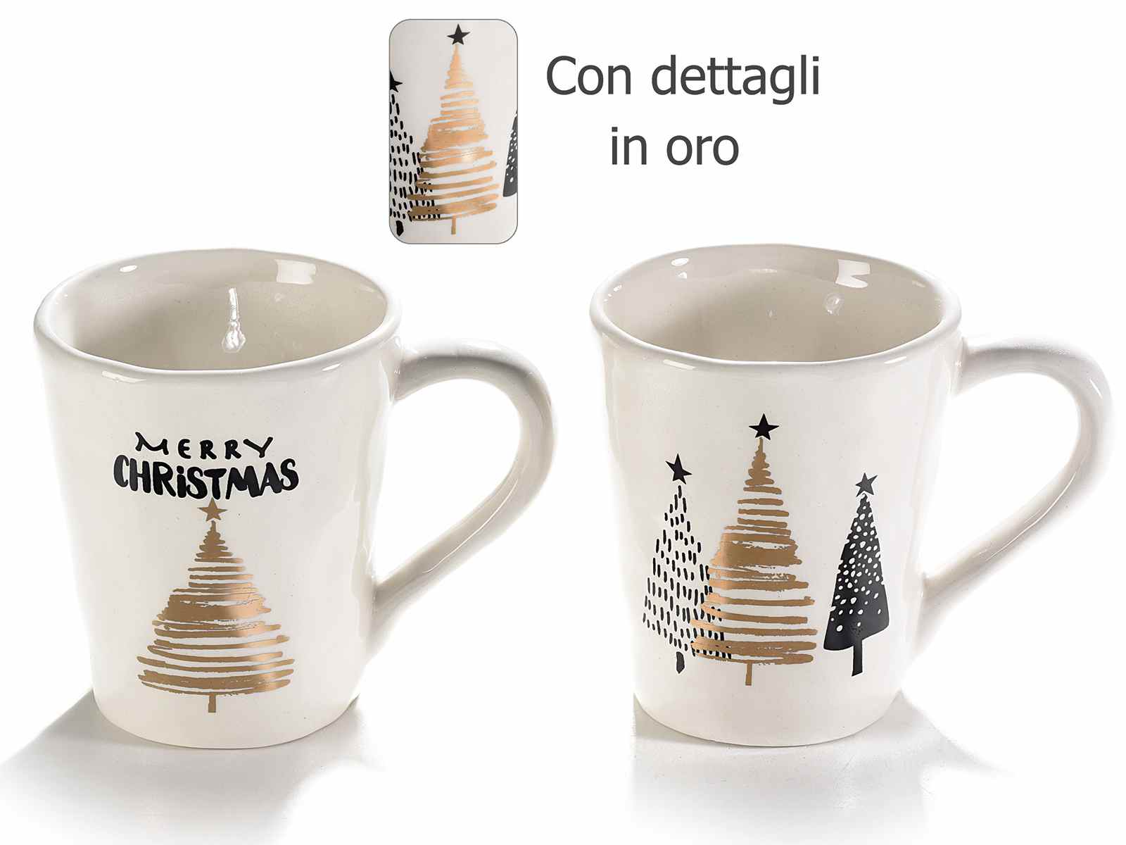 Tazza Natalizia com-four® 2X Tazza da caffè XL con Motivo Natalizio Circa 620 ml Lavabile in lavastoviglie Regalo di Natale Tazza da caffè Grande 