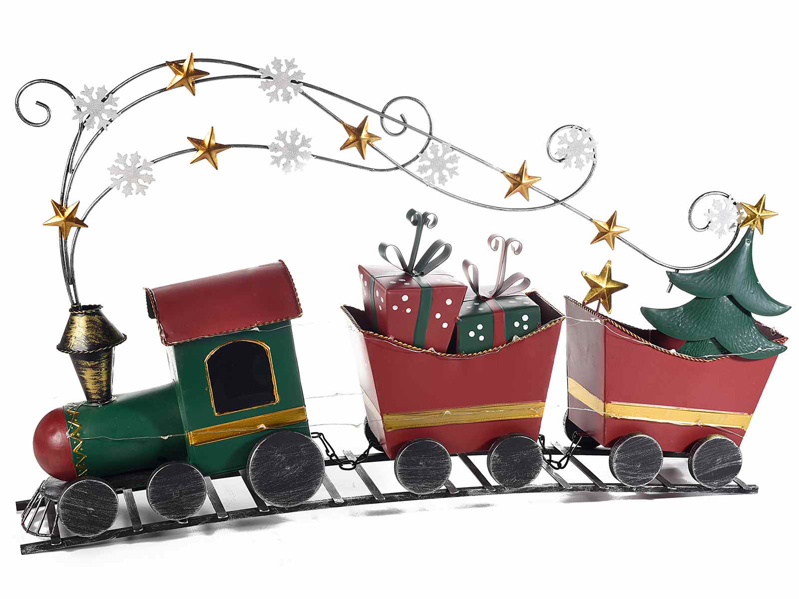Train de Noel déco en metal de couleur avec fil lumineux (53.24.41