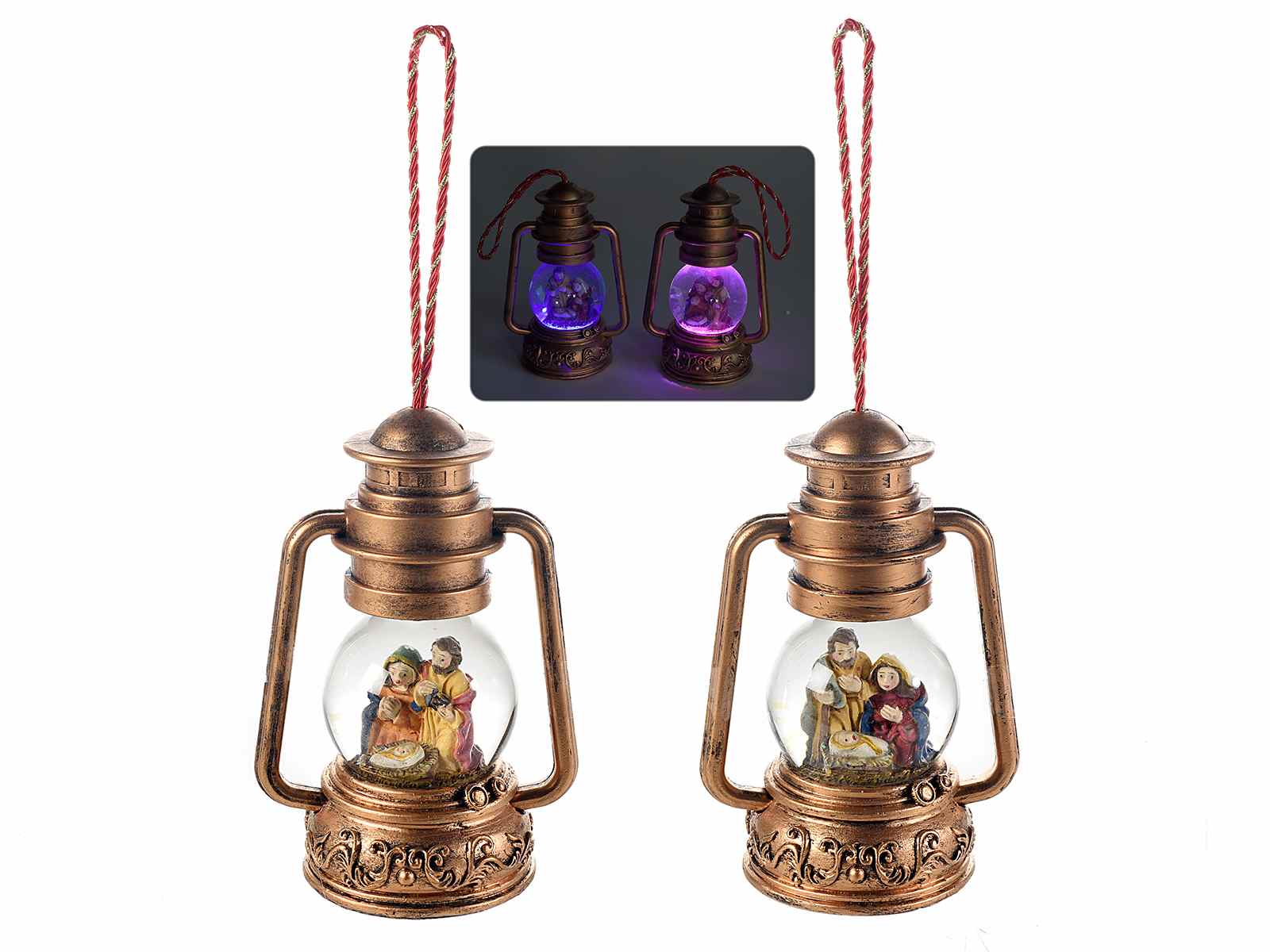 Mask & Co altezza 20 cm Lanterna natalizia a LED con sfera di neve e pupazzo di neve con timer 