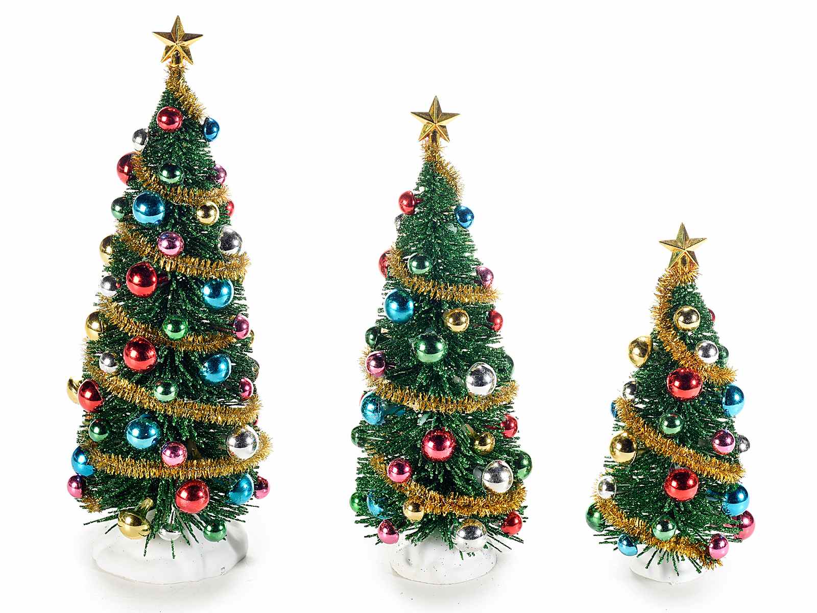 Stella Puntale Albero Di Natale.Set 3 Alberi Di Natale Con Glitter Decori E Puntale Stella 54 41 65 Art From Italy