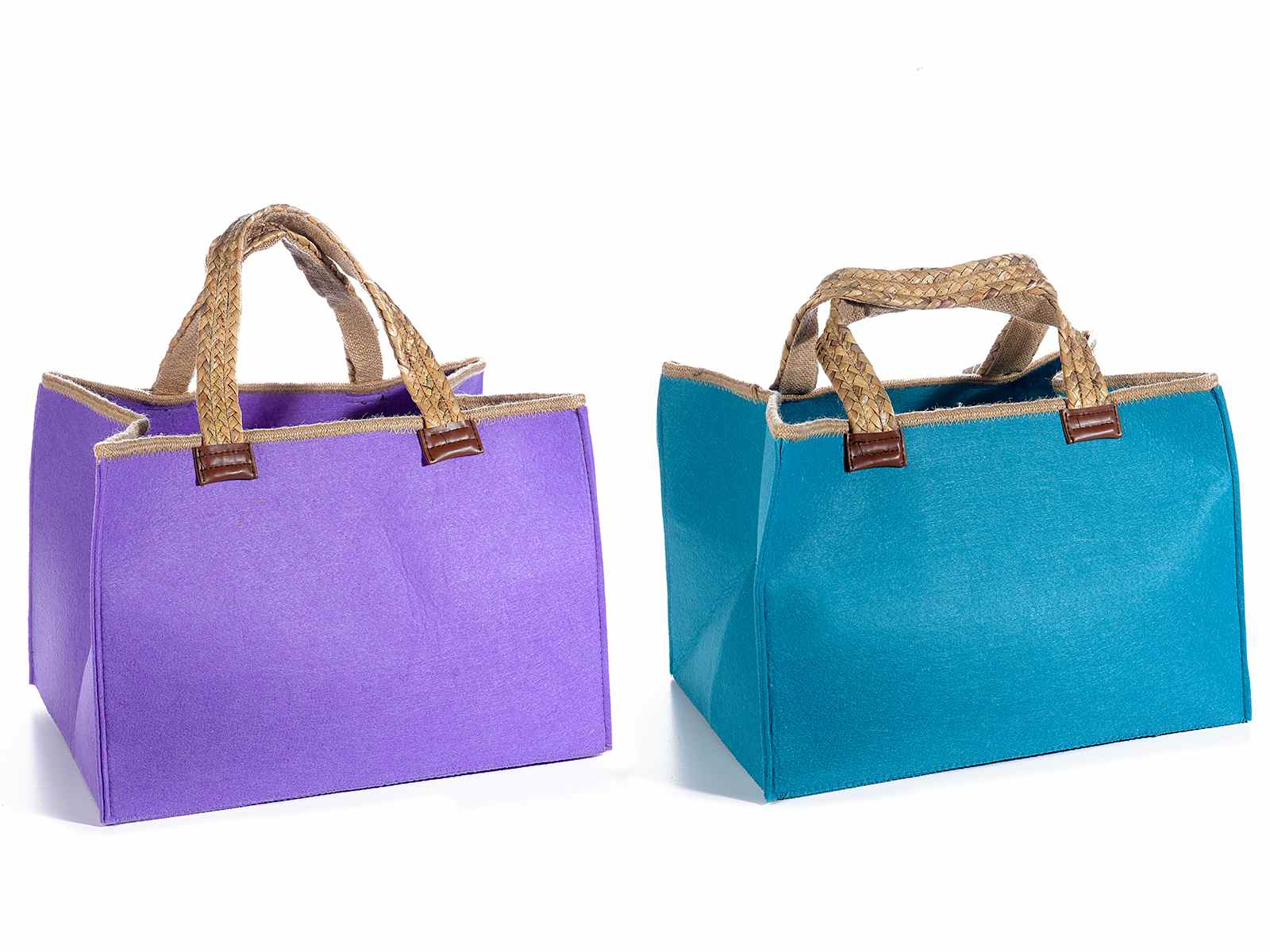 Borsa portatutto in panno colorato e manici in juta (56.32.35) - Art From  Italy