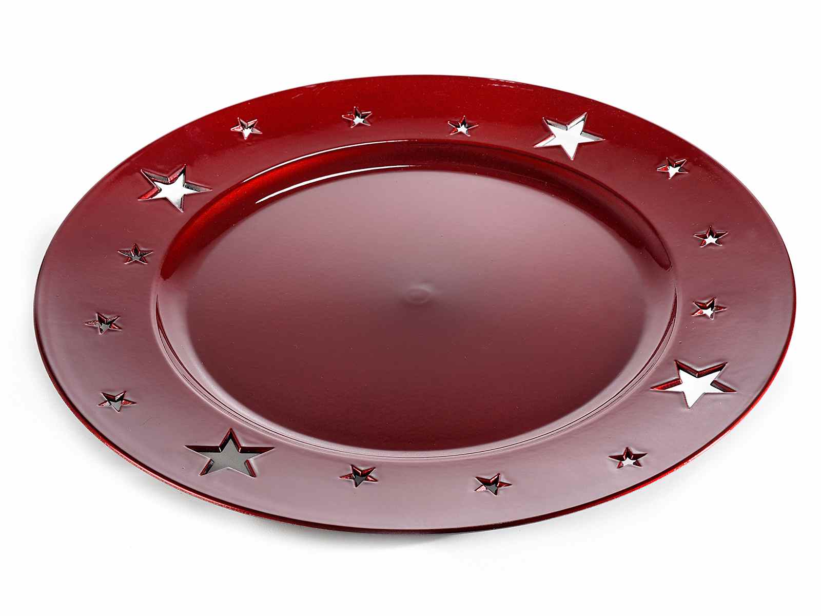 Sottopiatto decorativo rosso in plastica c/stelle traforate (54.44.79) -  Art From Italy