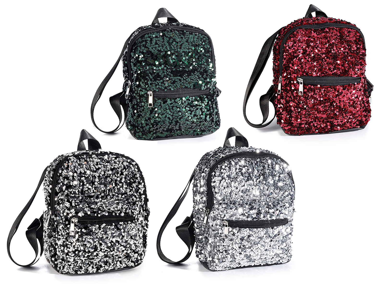 Zainetto in stoffa con paillettes e chiusura a zip (16.08.32) - Art From  Italy