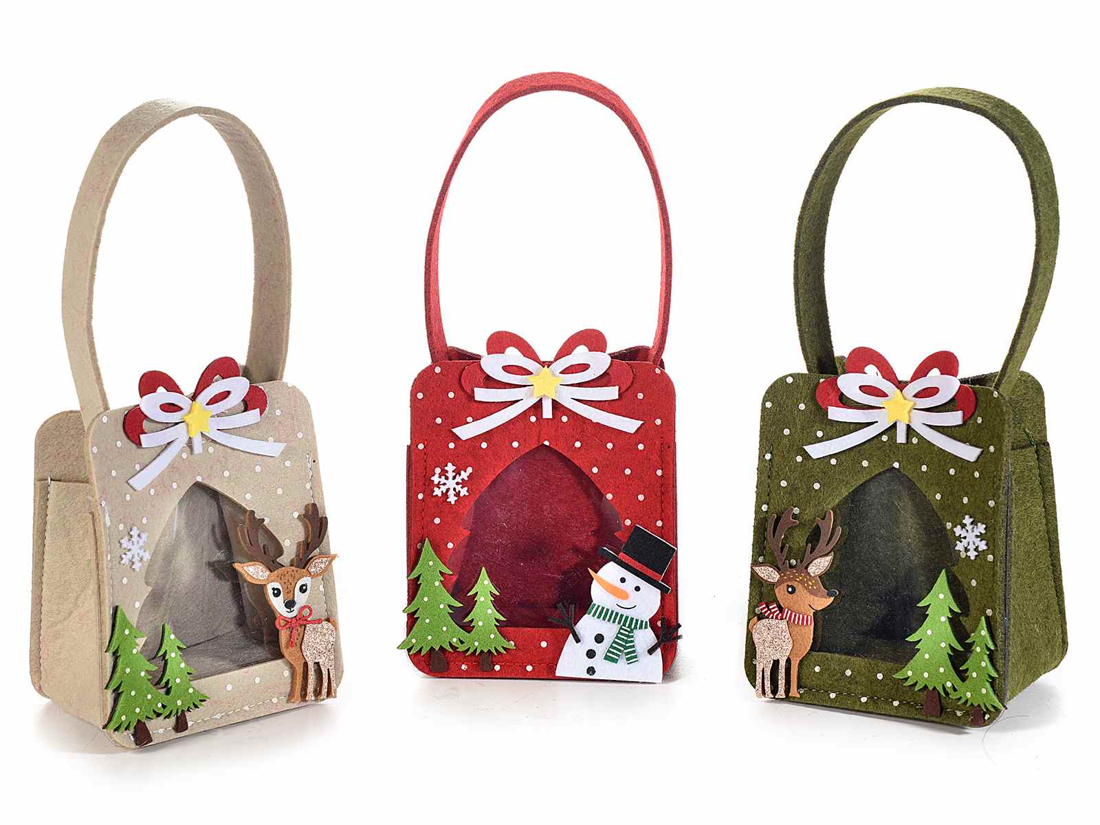 Bolsa de tela con lazo y adornos navideños (56.36.70) - From Italy