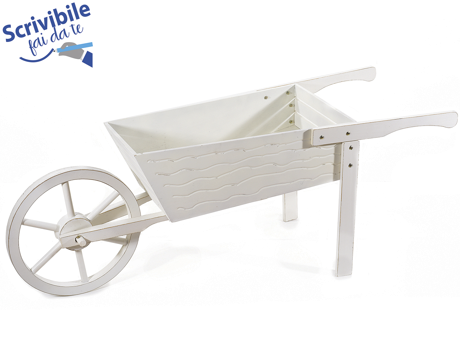 Carretilla decorativa de tamaño completo en madera blanca (51.37.20