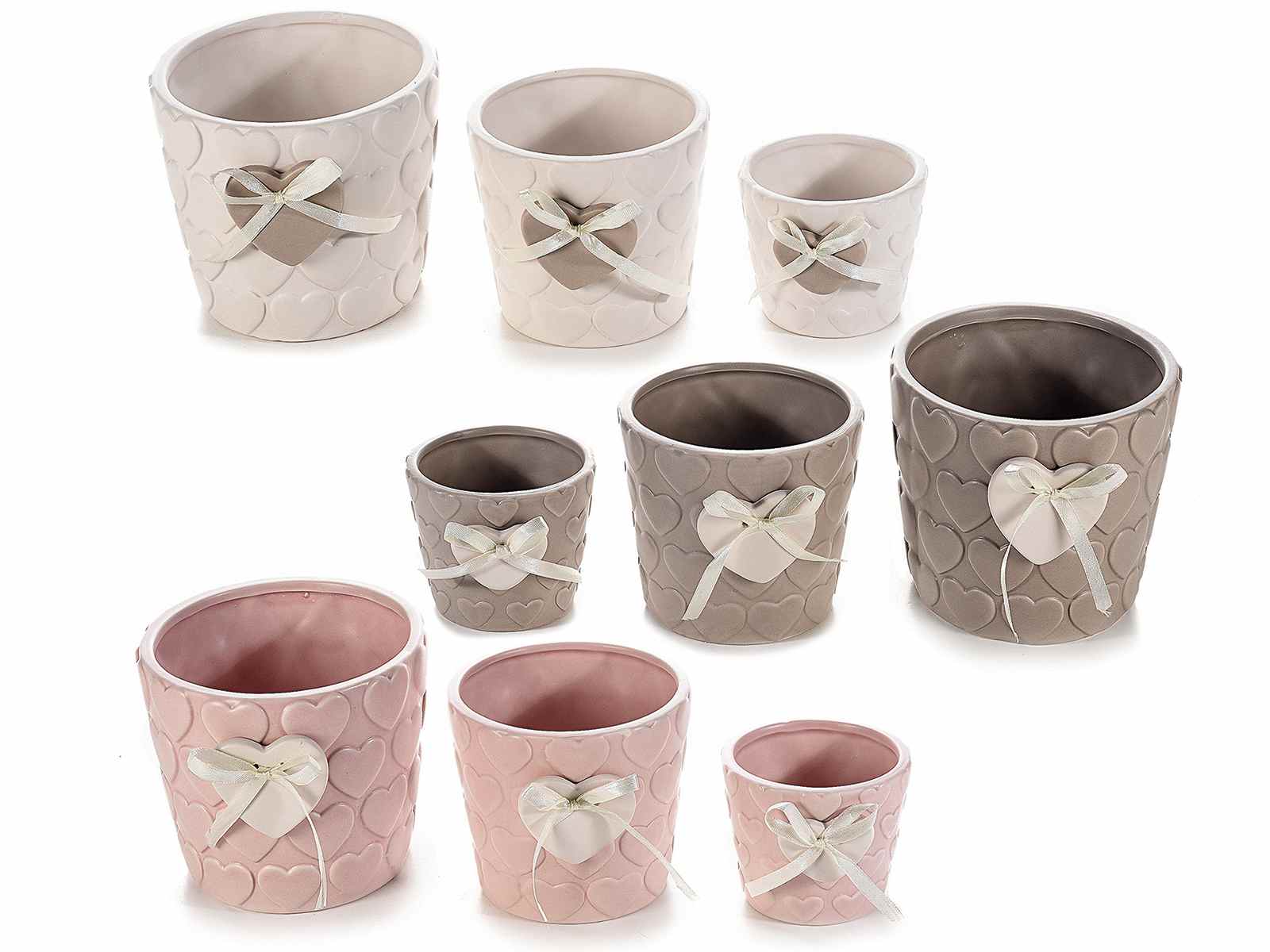 3 unidades, alturas: 21 cm, 15,5 cm y 13 cm, ideal para regalo Juego de jarrones de cerámica para decorar mesa Purelifestyle GYP051 color blanco cálido 