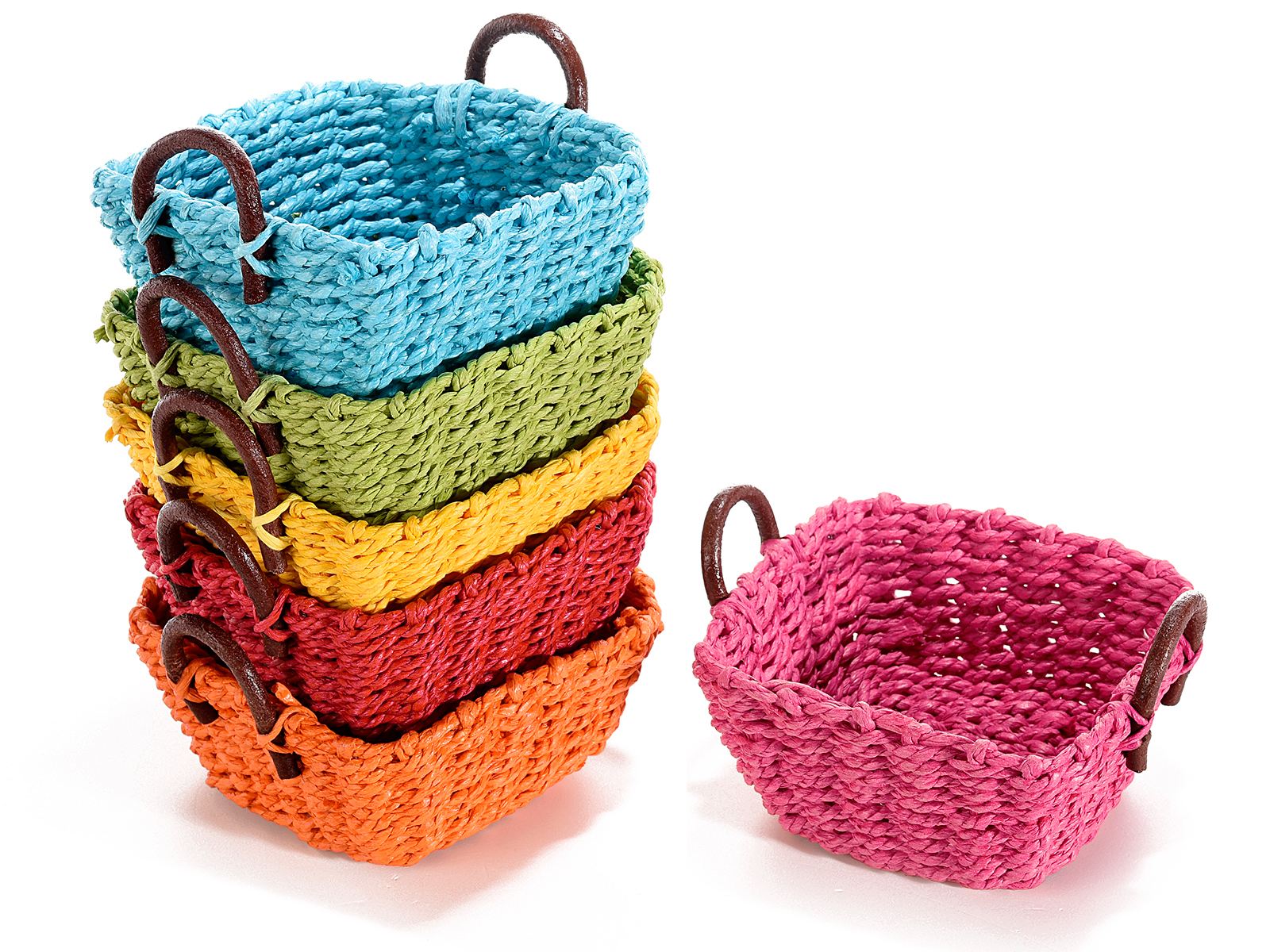 Cesta cuadrada en fibra tejida con asas (12.15.16) - Art From Italy