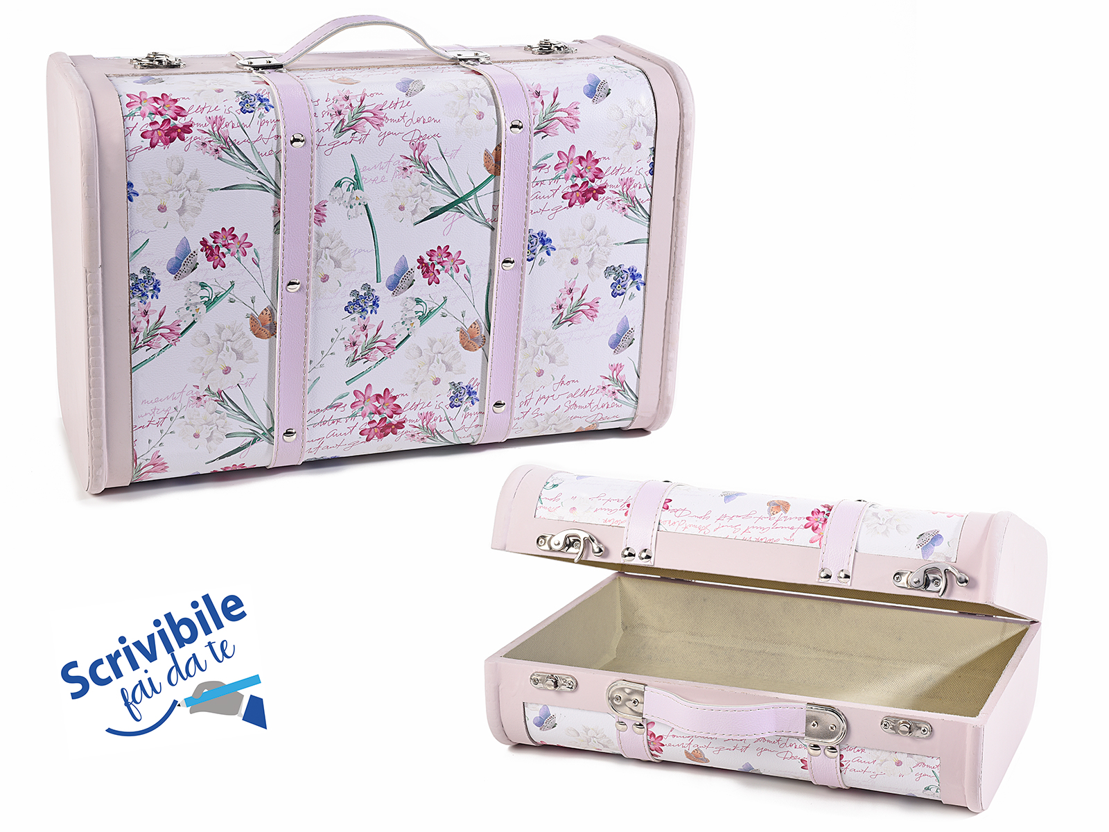 Set de 2 maletas de madera con adornos florales (51.46.96) - Art From Italy