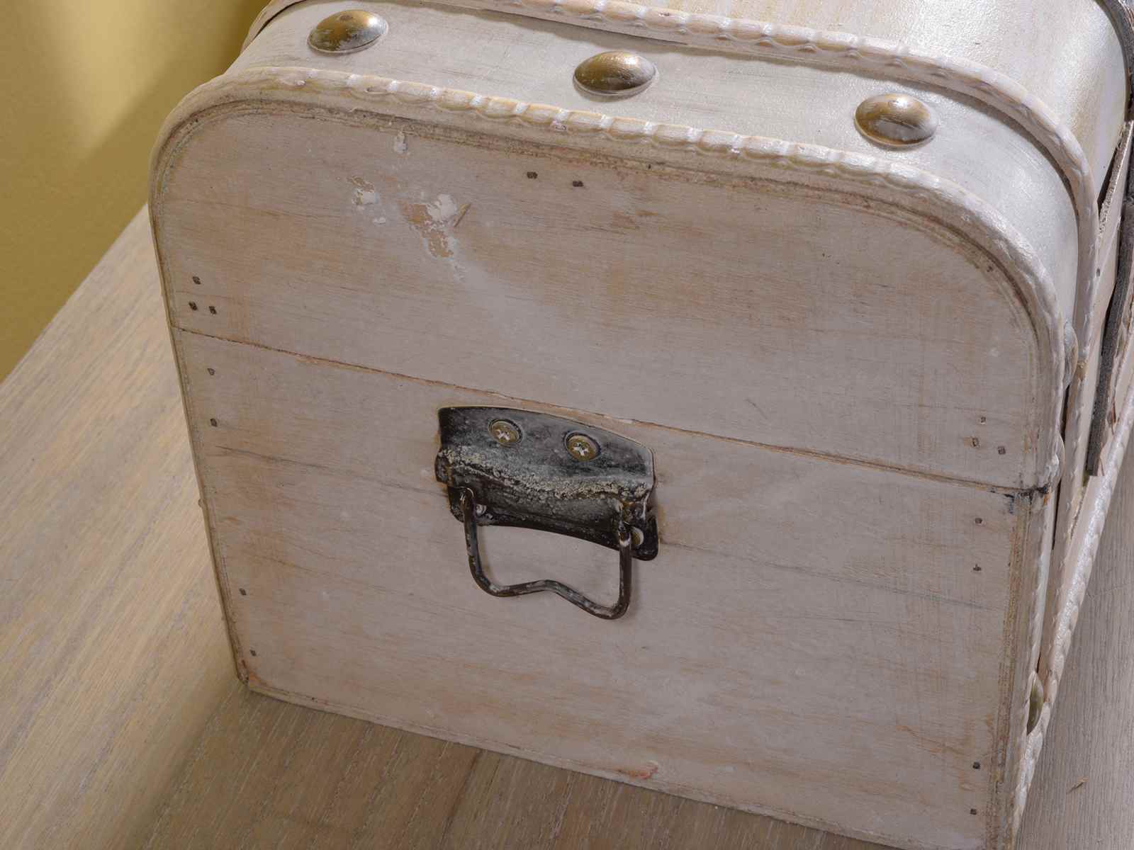 Unite Be excited historic Set de 2 valize portbagaj vintage din lemn vechi alb (51.24.25) - Art From  Italy