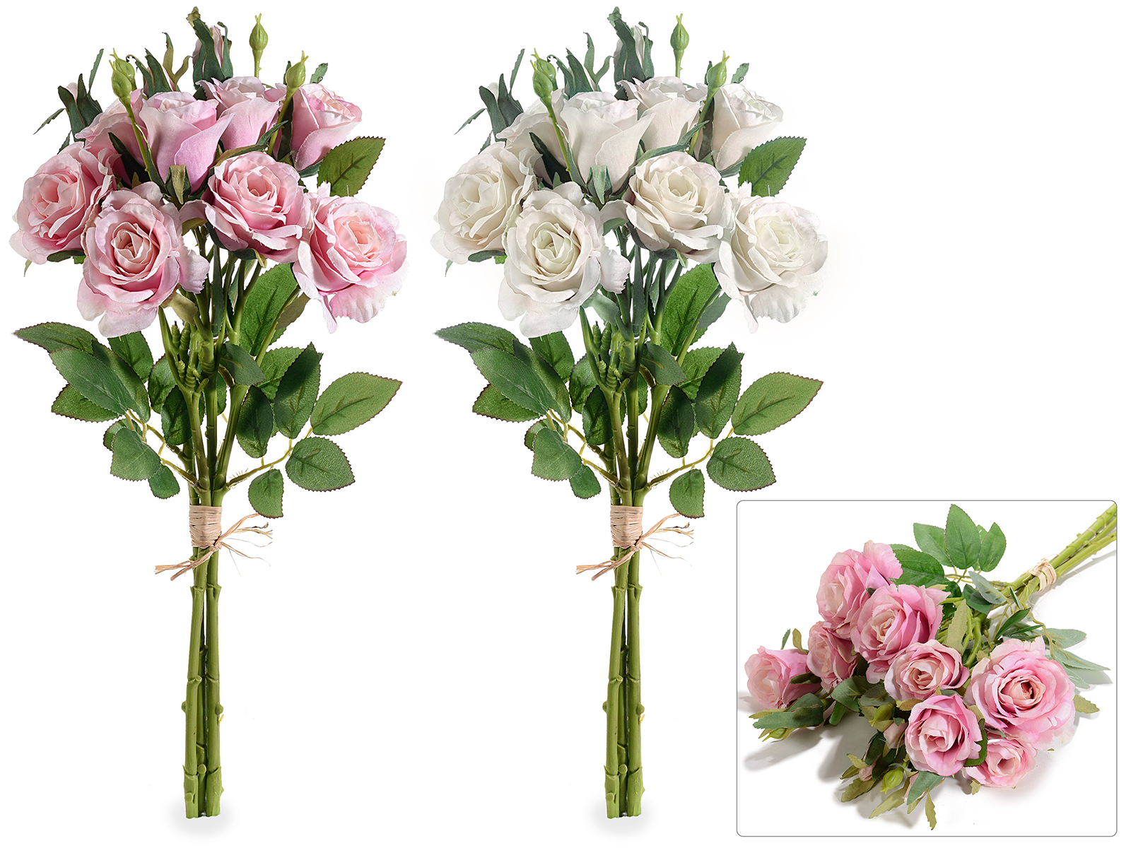 Ramo de 8 rosas artificiales de tela (09.04.72) - Art From Italy