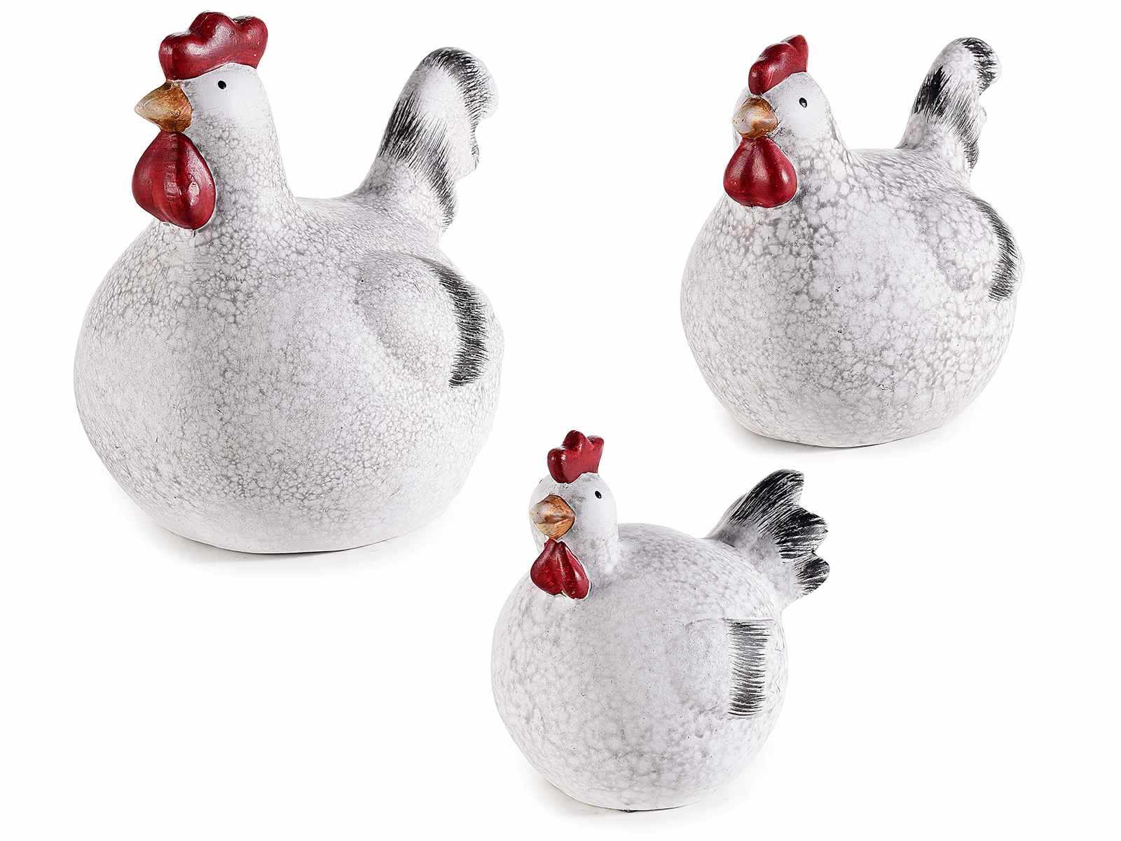 Lot de 3 poules décoratives en terre cuite à poser (70.03.70) - Art From  Italy
