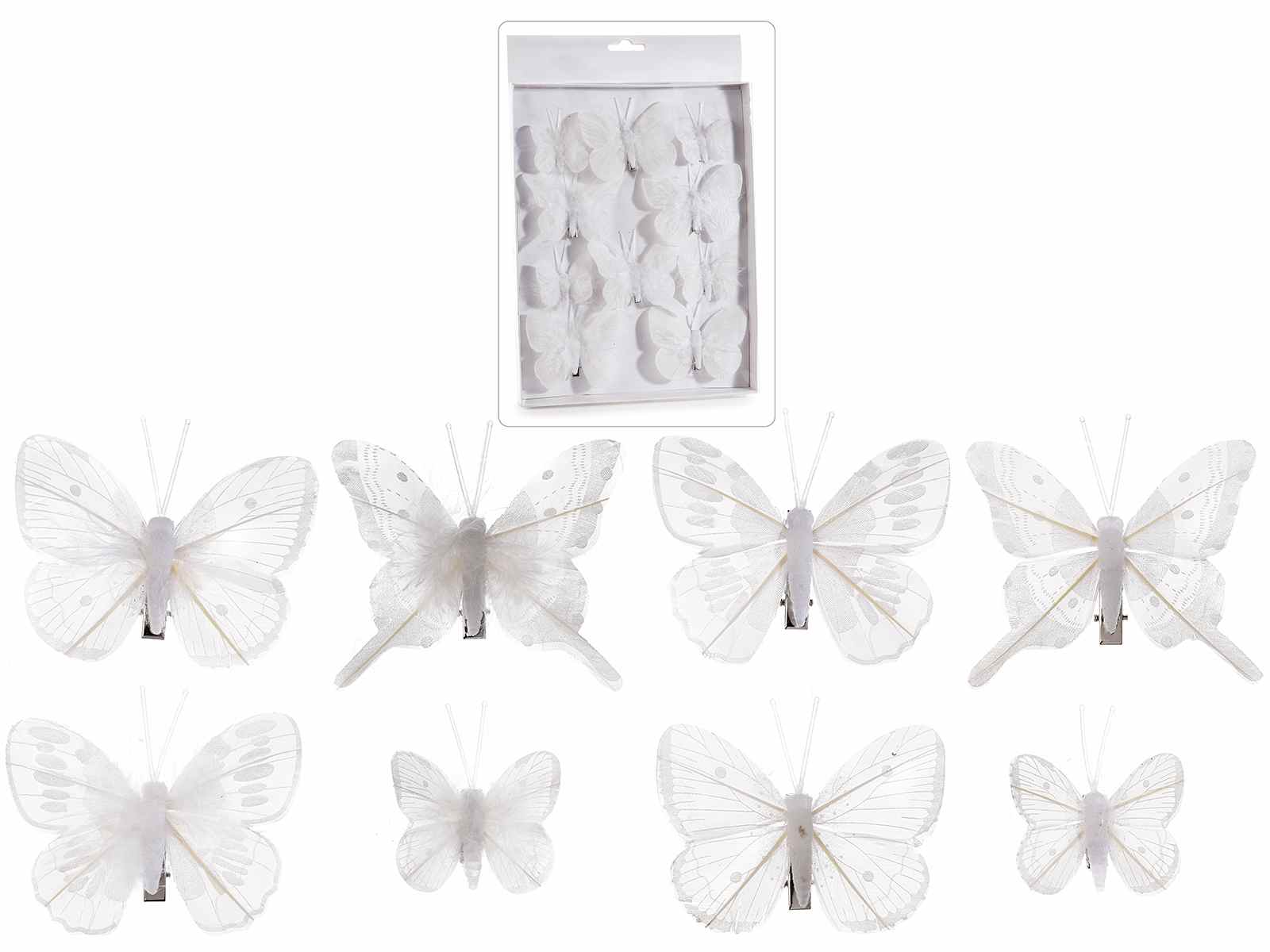 12 Feather Iridescent White Butterflies 3inch Glitter White Butterfly  Wedding Butterfly Scrapbooking Vibrant Monarch 3740 
