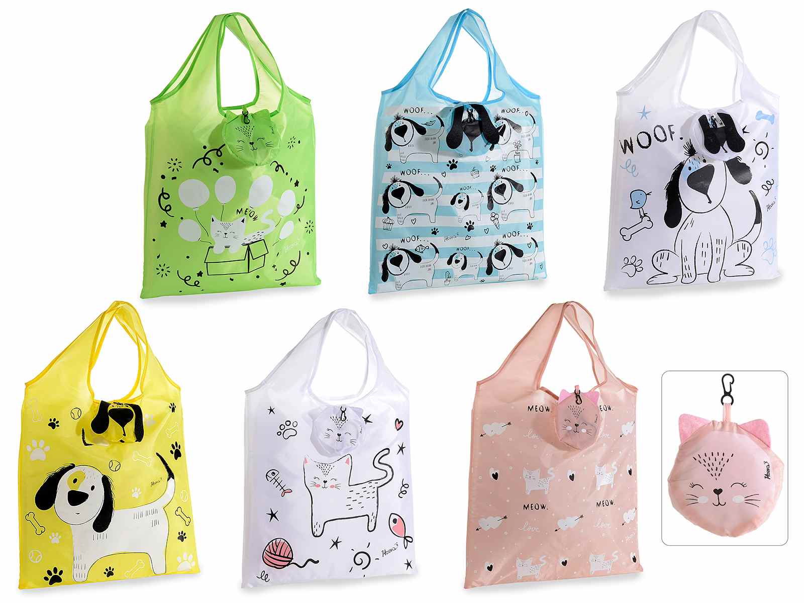 Borsa In Tela Riutilizzabile Con Manici E Tasca Interna - Design Giapponese Ragazze E Animali, 34x13x38 Cm, Multiuso Shopping E Scuola