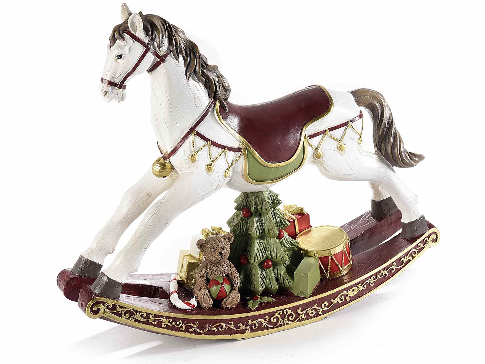 Cavallo a dondolo rosso con decori natalizi - Mobilia Store Home