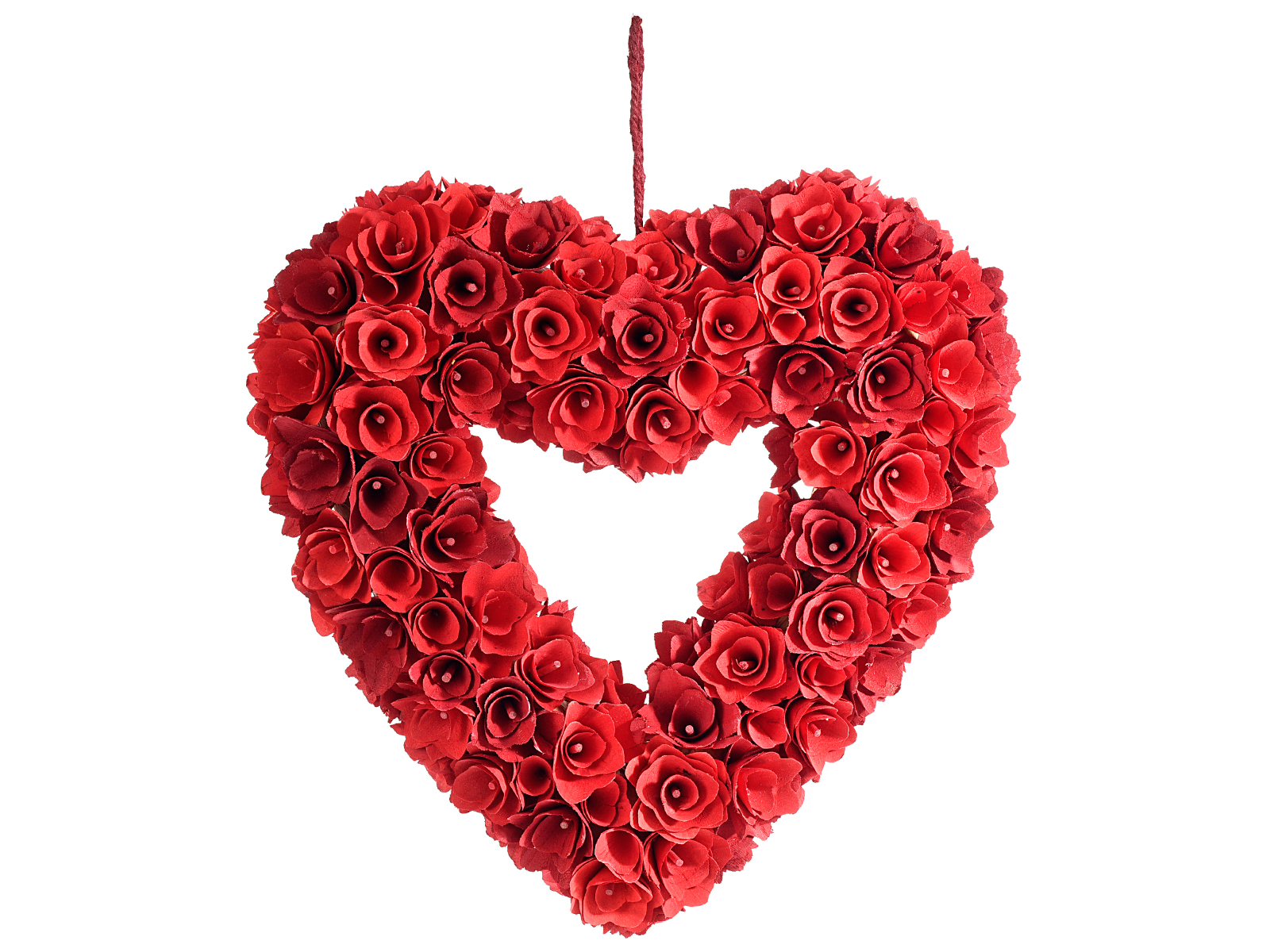 Ghirlanda a cuore con rose rosse in legno da appendere (09.05.25) - Art  From Italy