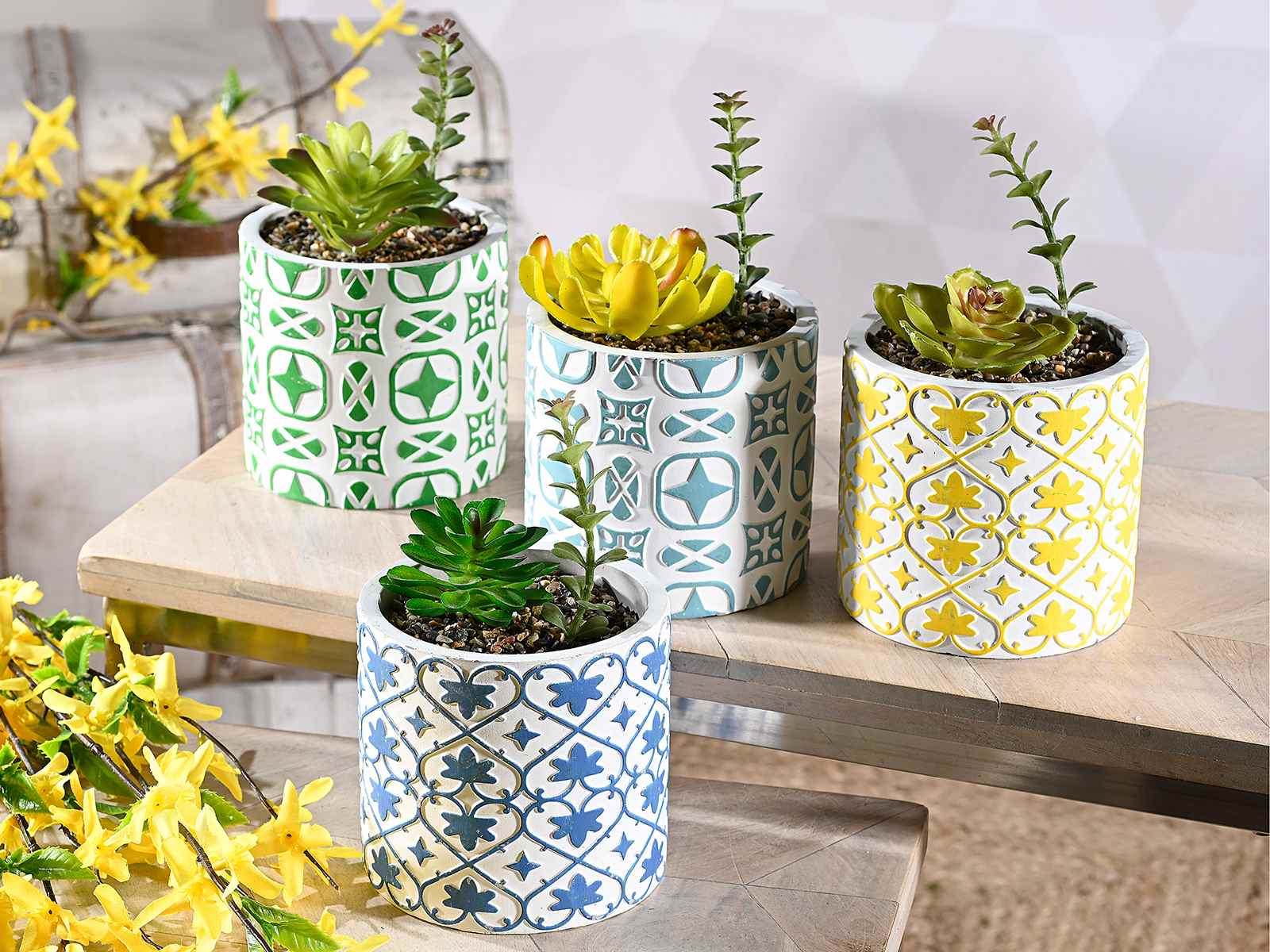 Yardwe Set Da 5 Piante Grasse Artificiali Con Vasi: Finto Succulento Per Decorazione Tavolo, Casa E Ufficio