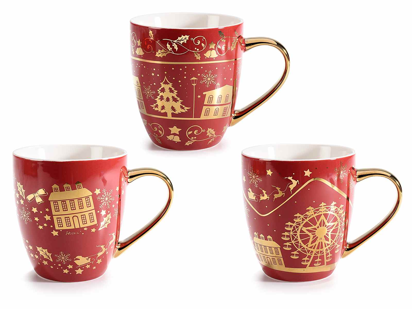 Tasse en porcelaine "Village de Noël" avec décorations brill (72.09.30
