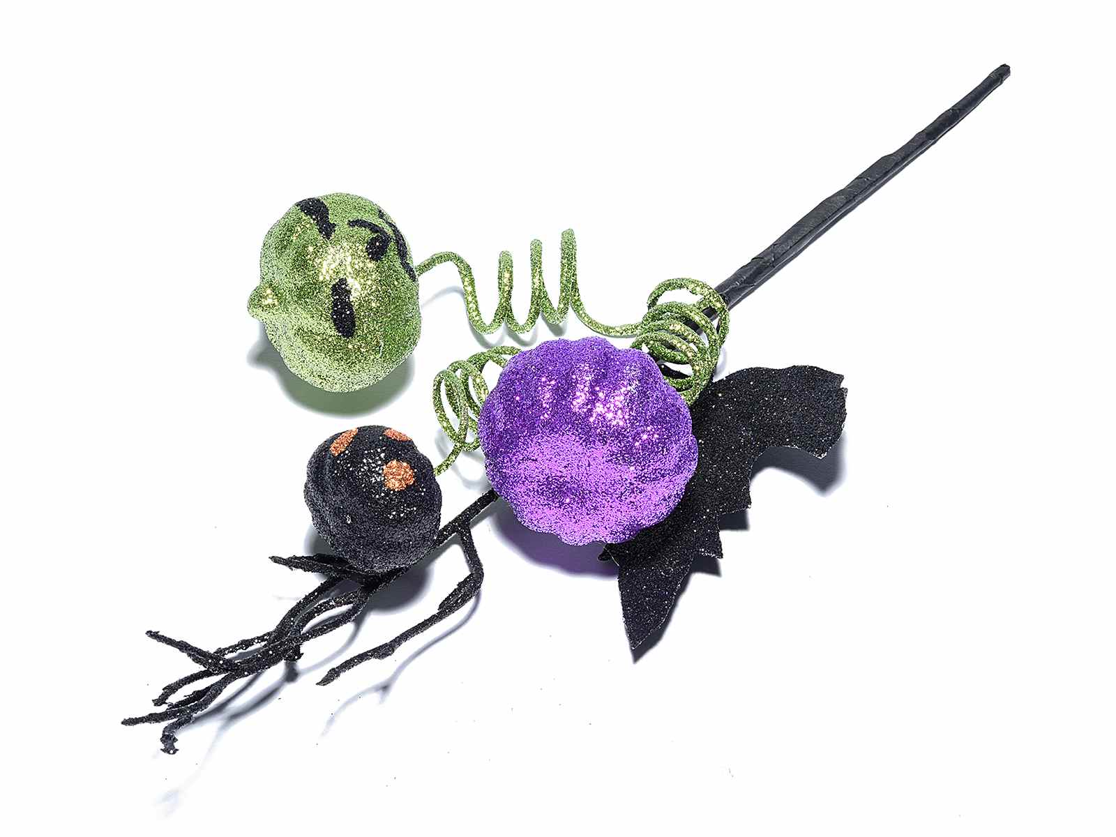Decorative Stem W Halloween Glittered Pumpkins 59 01 51 Art
