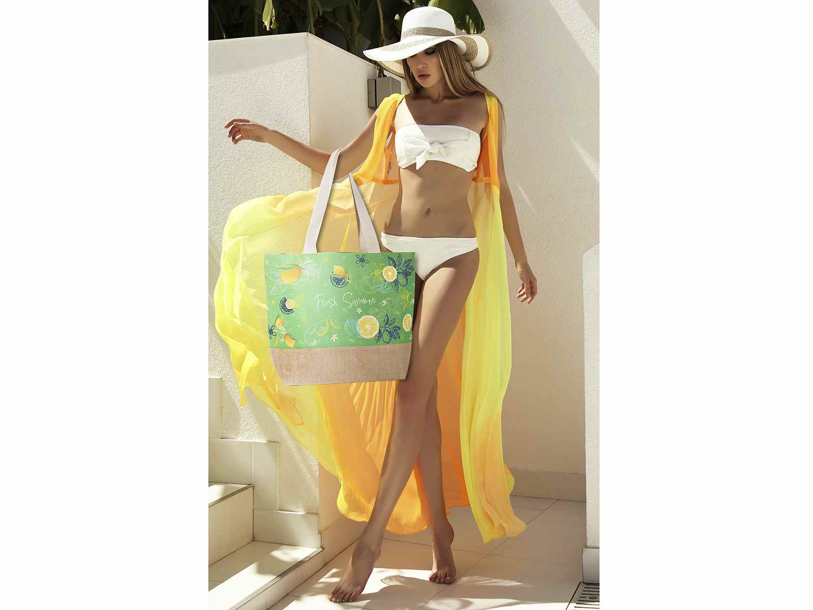 Print Jute Shopper Bag, Beach bags