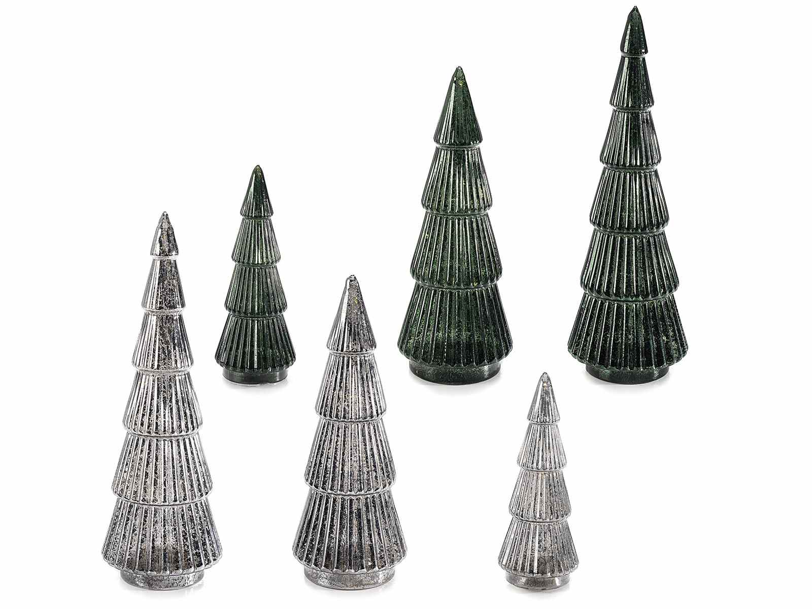 Set of 3 colored glass Christmas trees with led lights (80.19.42) Art