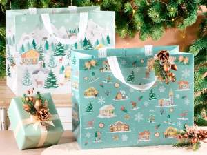 wholesale Christmas village shopper bags