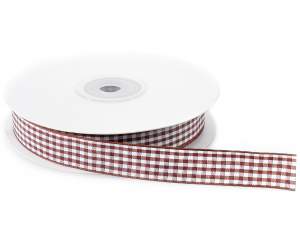 Brown and white checked ribbon
