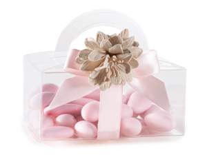 Wholesale double satin ribbon pink color