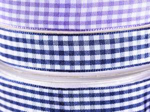 Wholesale blue and white checked ribbon