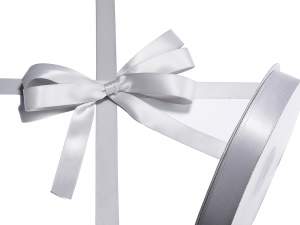 Wholesale double satin ribbon silver gray