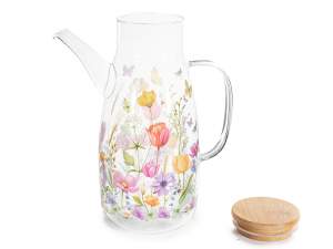 wholesale glass flower carafe