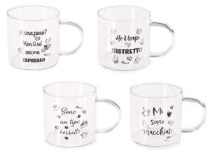 wholesale glass coffee cup writings