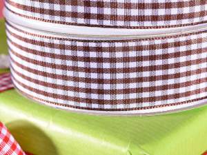 Wholesale brown white checked ribbons