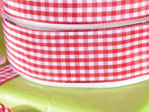 Wholesale red and white checked ribbons