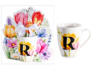 wholesale initial flower mug