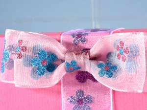 Wholesaler of organza ribbons with glitter flowers