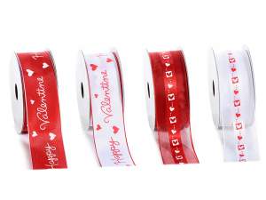 Wholesaler of organza ribbons with heart print