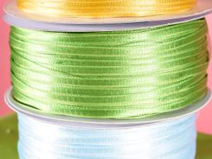 Wholesale double satin ribbon green garden pull
