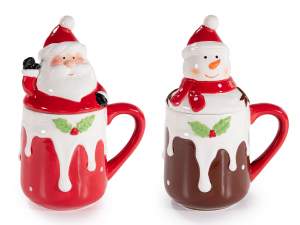 wholesale christmas mug santa snowman lid