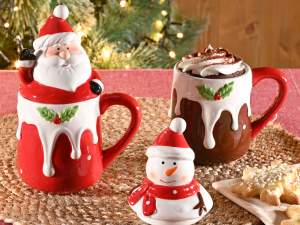 wholesale christmas mug santa snowman lid