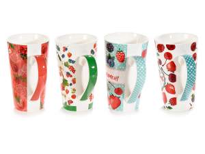 Wholesale porcelain mug cups red fruits design