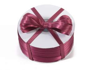 Wholesale double satin ribbon in burgundy color
