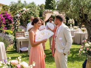 Abanico de oro blanco al por mayor, regalo de boda