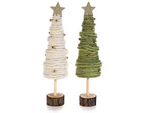 Ingrosso alberi natale legno lana cotta