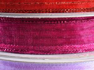 Amaranth ribbon wholesaler with lamé threads