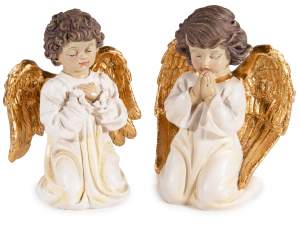 ángel con alasdoradas de resina al por mayor