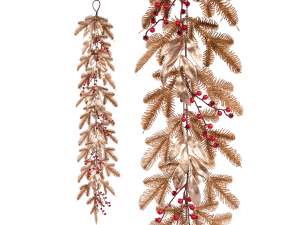 Artificial Christmas garlands and flowers