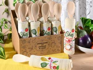 ingrosso asciugapiatti cucchiaio legno set cucina